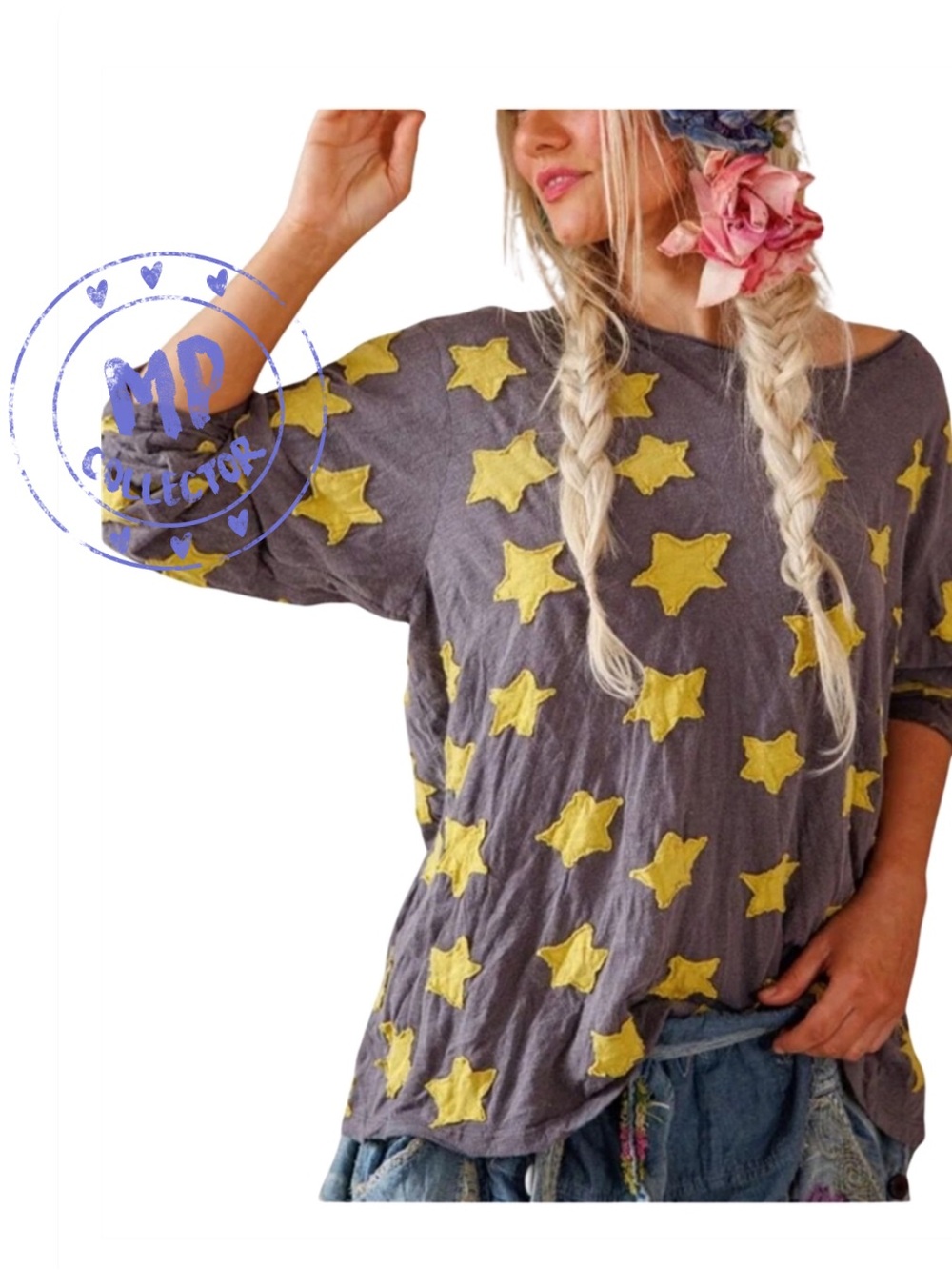 Magnolia Pearl RARE Collector item Star Applique Viggo Tee long sleeve